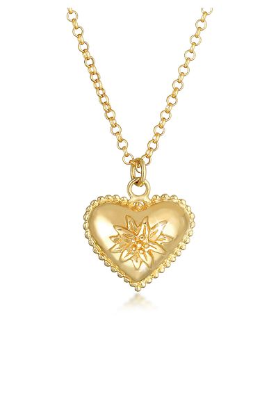 ELLI Necklace Ladies Heart Pendant Edelweiss Dirndl Look In 925 Sterling Silver