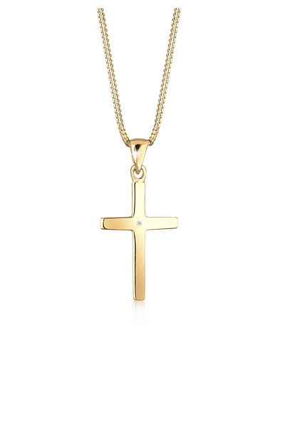 ELLI Necklace Ladies Cross Pendant Basic With Diamond (0.005 CT.) In 925 Sterling Silver