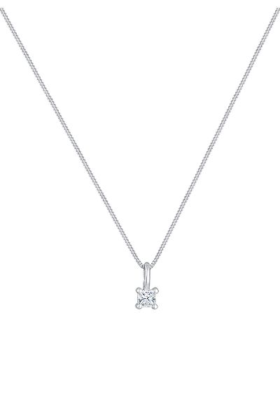 ELLI Náhrdelník dámský solitaire přívěsek čtyřúhelník elegantní s diamantem (0,1 CT.) ze stříbra 925