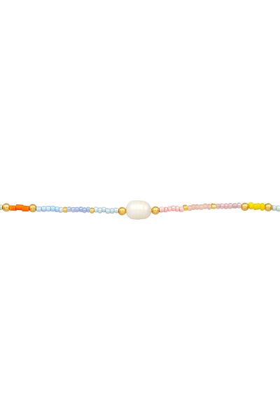ELLI Necklace Ladies Choker Glass Beads With Freshwater Cultured Pearl In 925 Sterling Silver Gold Plated