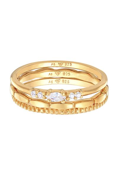 ELLI Ring Ladies Stack Marquise Basic Set With Zirconia Crystals In 925 Sterling Silver