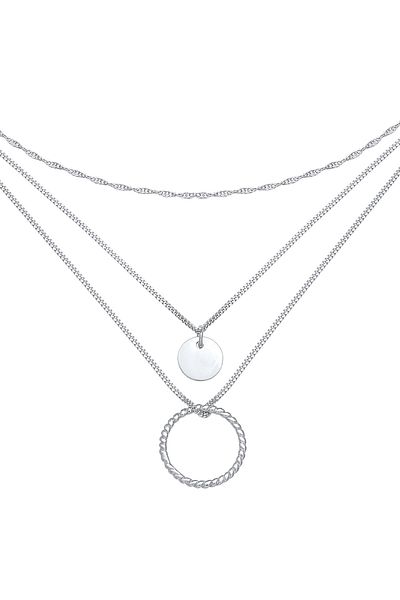 ELLI Náhrdelník Ladies Layer Circle Přívěsek Twisted Timeless Trend Blogger ve stříbře 925
