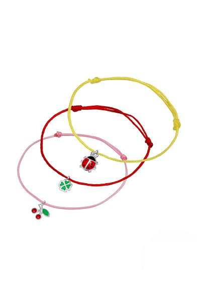 ELLI Armband Kinder Marienkäfer Kleeblatt Kirsche Set süß bunt verstellbar mit Emaille und Kristallen