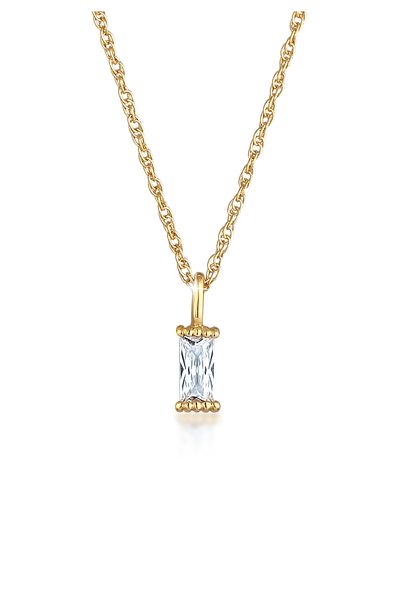 ELLI Necklace Solitaire Pendant Rectangle Link Chain Twisted With Zirconia In 925 Sterling Silver