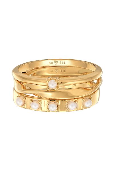 ELLI Ring Ladies Stack Of 3 Classic Glass Beads In 925 Sterling Silver