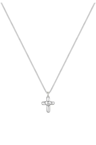 ELLI Halskette Kinderkreuz Herz süß mit Kristallen in 925 Sterling Silber