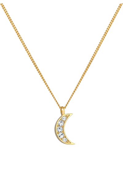ELLI Necklace Ladies Crescent Moon Pendant Astro Look Trend With Crystals In 925 Sterling Silver