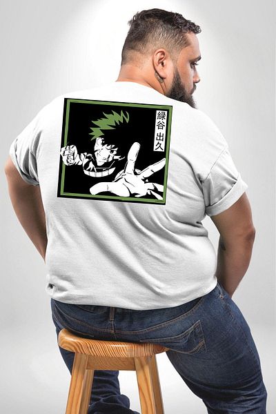 Angemiel تي شيرت My Hero Academia Dabi Anime مقاس كبير باللون الأبيض للجنسين - مطبوع على الظهر