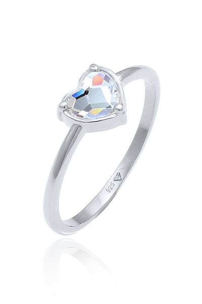 ELLI Inel De Logodnă Inimă De Damă Cu Cristal În Argint Sterling 925