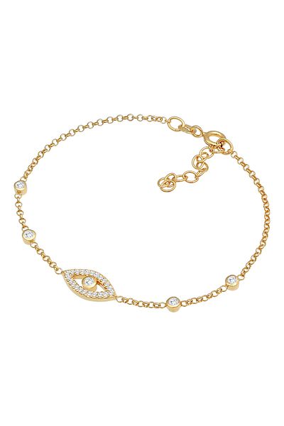 ELLI Bracelet Ladies Evil Eye Trend Adjustable With Zirconia Crystals In 925 Sterling Silver Gold Plated