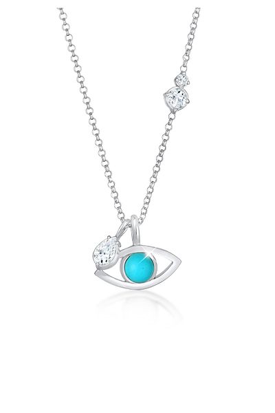 ELLI Colier de damă cu deochi și turcoaz, solitaire, cu topaz, argint 925