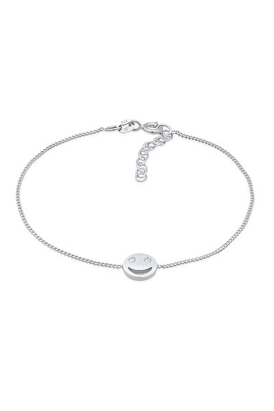 ELLI Bandă de braț Emoji cu față zâmbitoare din cristal argintiu 925