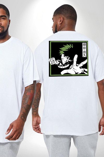 Angemiel تي شيرت My Hero Academia Dabi Anime مقاس كبير باللون الأبيض للجنسين - مطبوع على الظهر