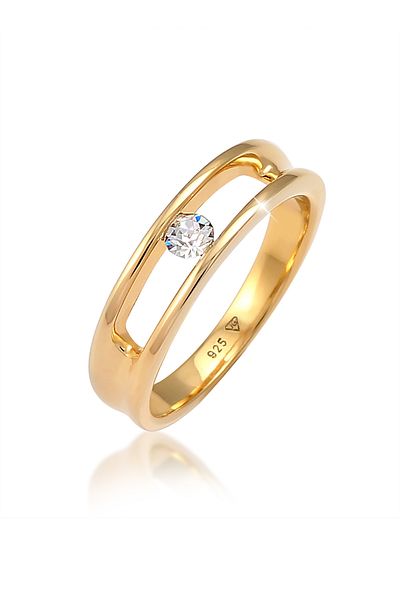 ELLI Ring Ladies Solitaire Ring Classic With Crystals In 925 Sterling Silver