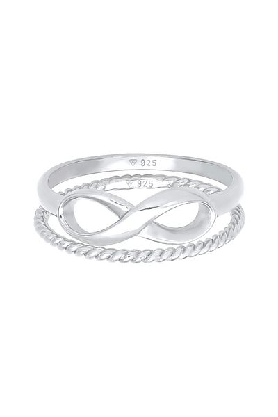 ELLI Dámský prsten Stohovací prsten Duo Infinity Twisted Basic Trend Blogger v 925 Sterling Silver