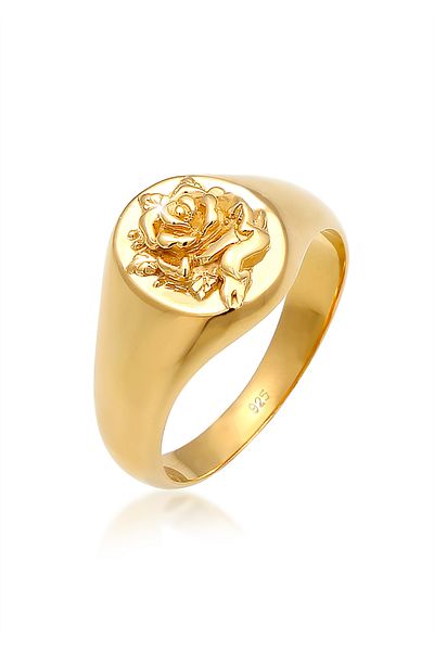 ELLI Ring Signet Geo Rose Elegant 925 Sterling Silver