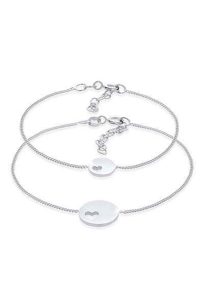 ELLI Bratara Dama Placa Inima Mama Copil Set Din Argint 925