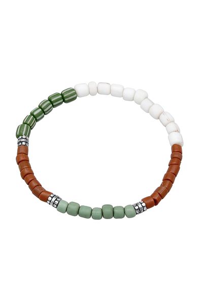 KUZZOI Armband Herren Glasperlen Bunt in 925 Sterling Silber