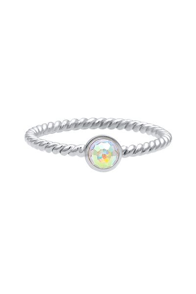 ELLI Inel Solitaire Răsucit Cu Cristale În Argint Sterling 925 Placat Aur