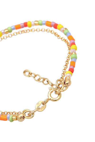 ELLI Dětský náramek z vrstvených korálků s usměvavou tváří, pozlacený ze stříbra 925