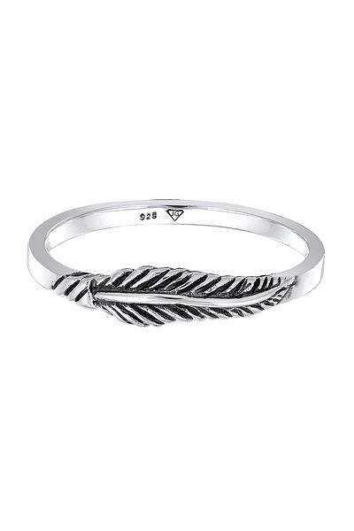 ELLI Prsten Ladies Feather Boho Trend Festival v 925 Sterling Silver pozlacený