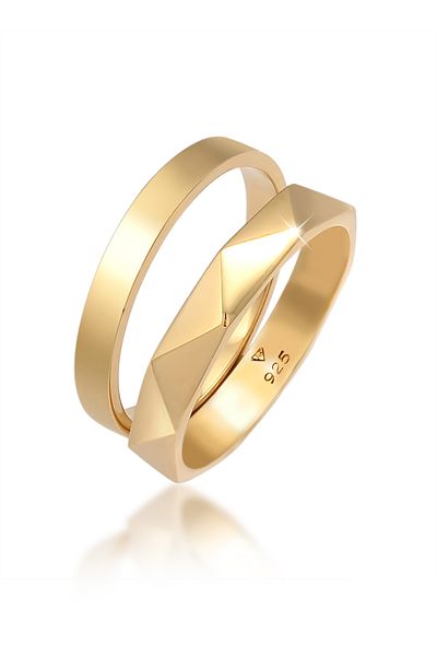 ELLI Ring Woman Basic Hexagon Hammered In 925 Sterling Silver