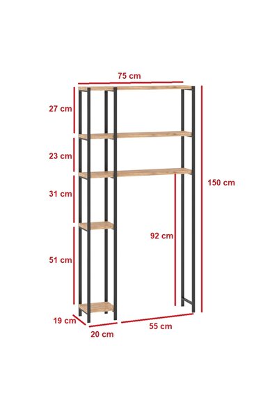 EGEMEV Wc Arkası çok amaçlı Banyo Düzenleyici Klozet Rafı Klozet Üstü Raf Ve fırçalık Havluluk