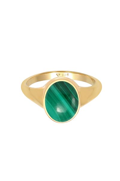 ELLI Eleganter grüner Damenring aus Malachit – 925er Sterlingsilber, vergoldet