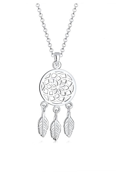 ELLI Halskette Damen Traumfänger Feder Anhänger Boho in 925 Sterling Silber