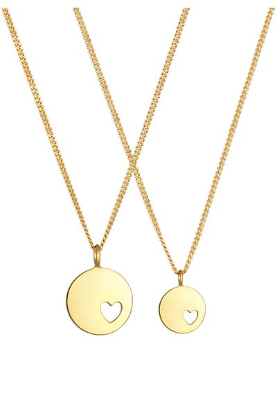 ELLI Necklace Ladies Plate Pendant Heart Cut Out Mother Daughter Love In 925 Sterling Silver