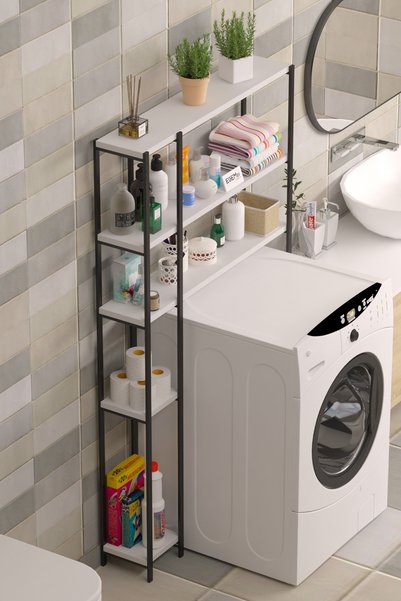 EGEMEV Çamaşır Makinesi Üstü Düzenleyici   BOL RAFLI COK AMAÇLI  Banyo Rafı Çamaşır Makinası DOLABI