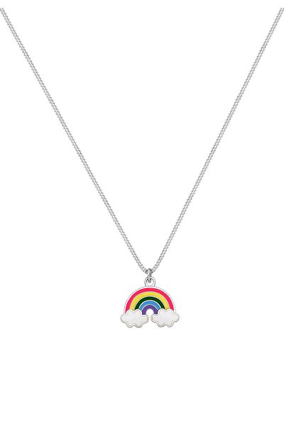 ELLI Halskette Kinder Regenbogen Wolke Anhänger mit Emaille bunt in 925 Sterling Silber