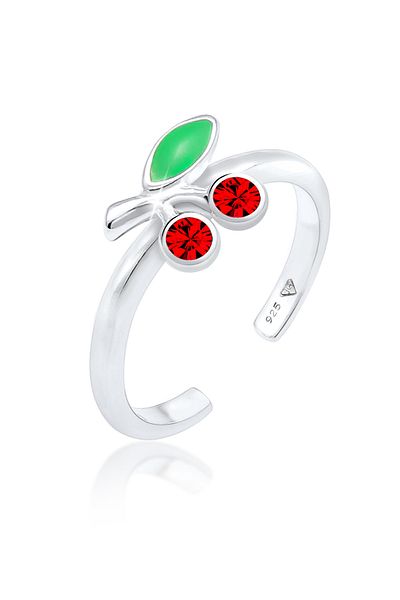 ELLI Ring Kinder Kirsche mit Kristallen in 925 Sterling Silber