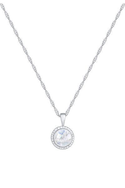 Nenalina Halskette Damen Anhänger rund Boho Twisted Basic mit Mondstein in 925 Sterling Silber