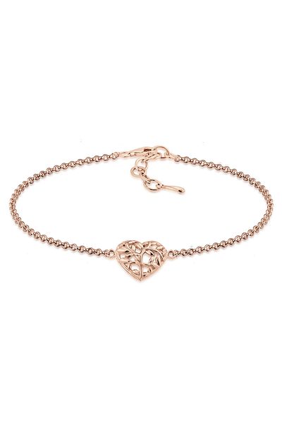 ELLI Armband Floral Lebensbaum Herz aus 925 Sterling Silber rosévergoldet