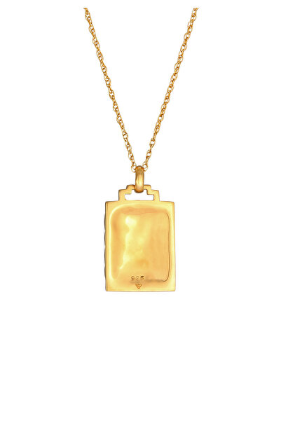 ELLI Dámský náhrdelník s mincí Sunbeams, obdélník, vintage 925 Sterling Silver, pozlacený