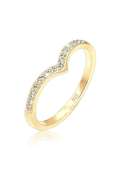 ELLI Ring Woman V-shape Crystals 925 Sterling Silver