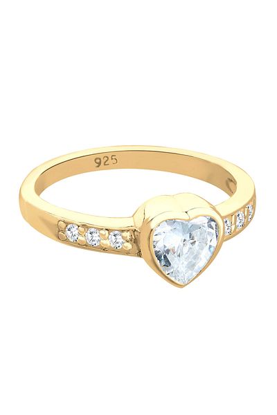 ELLI Ring Ladies Heart Symbol Engagement With Zirconia Crystals In 925 Sterling Silver