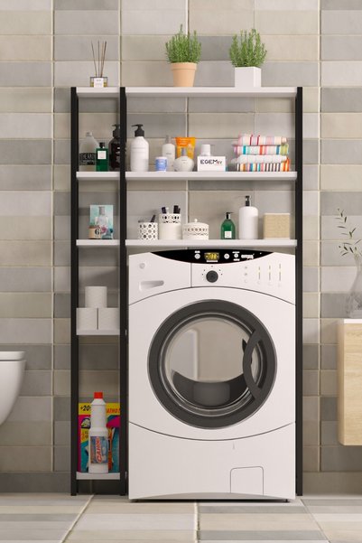 EGEMEV Çamaşır Makinesi Üstü Düzenleyici   BOL RAFLI COK AMAÇLI  Banyo Rafı Çamaşır Makinası DOLABI