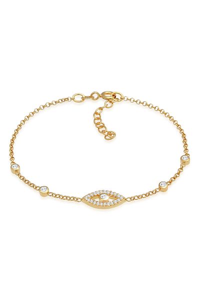 ELLI Bracelet Ladies Evil Eye Trend Adjustable With Zirconia Crystals In 925 Sterling Silver Gold Plated