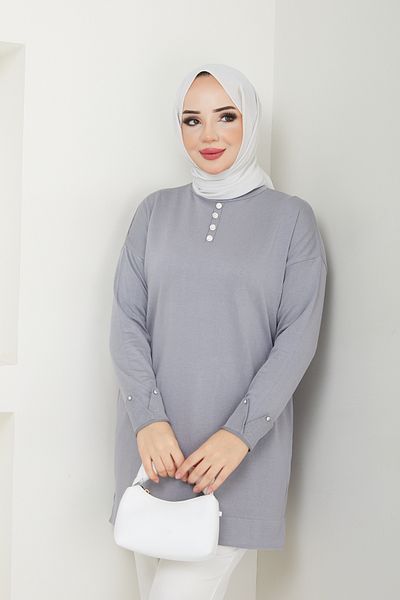 Pamuk Butik Women's Mercerized Knitwear Tunic with Stone Detail