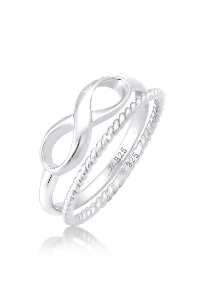 ELLI Dámský prsten Stohovací prsten Duo Infinity Twisted Basic Trend Blogger v 925 Sterling Silver