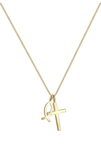 ELLI Necklace Ladies Cross Fish Pendant In 925 Sterling Silver