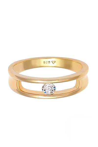 ELLI Ring Ladies Solitaire Ring Classic With Crystals In 925 Sterling Silver