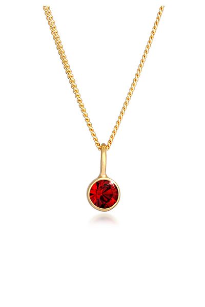 ELLI Necklace Ladies Pendant Solitaire Round Red With Crystal In 925 Sterling Silver
