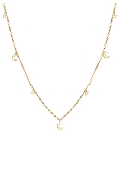 ELLI Necklace Crescent Star Astro Trend 925 Sterling Silver