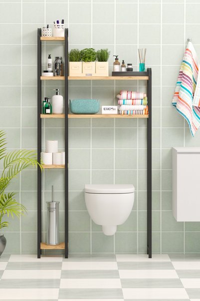 EGEMEV Wc Arkası çok amaçlı Banyo Düzenleyici Klozet Rafı Klozet Üstü Raf Ve fırçalık Havluluk