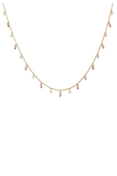 ELLI Necklace Ladies Pendant Sparkling With Crystal Pink Rose In 925 Sterling Silver