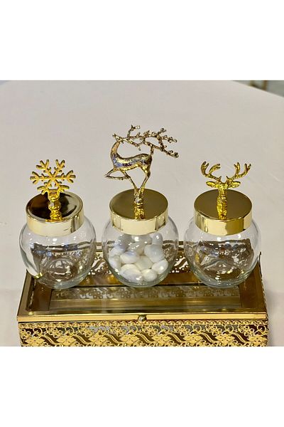 By Ayça Vardan Turkish Delight Candy Bowl and Spice Bowl 3-Piece Jar Set - 210 Ccd