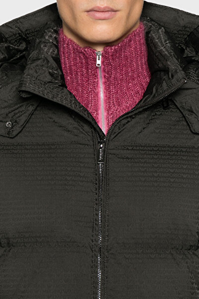 Emporio Armani Men's down Jacket - Jacquard, Regular Fit, down Padded, Detachable Hooded Coat 6